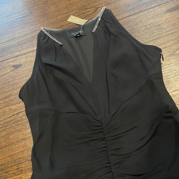 NWT J.Crew Collection Sz 6 Black Full-Length Embellished Ruched Dress CD510 - Picture 8 of 15